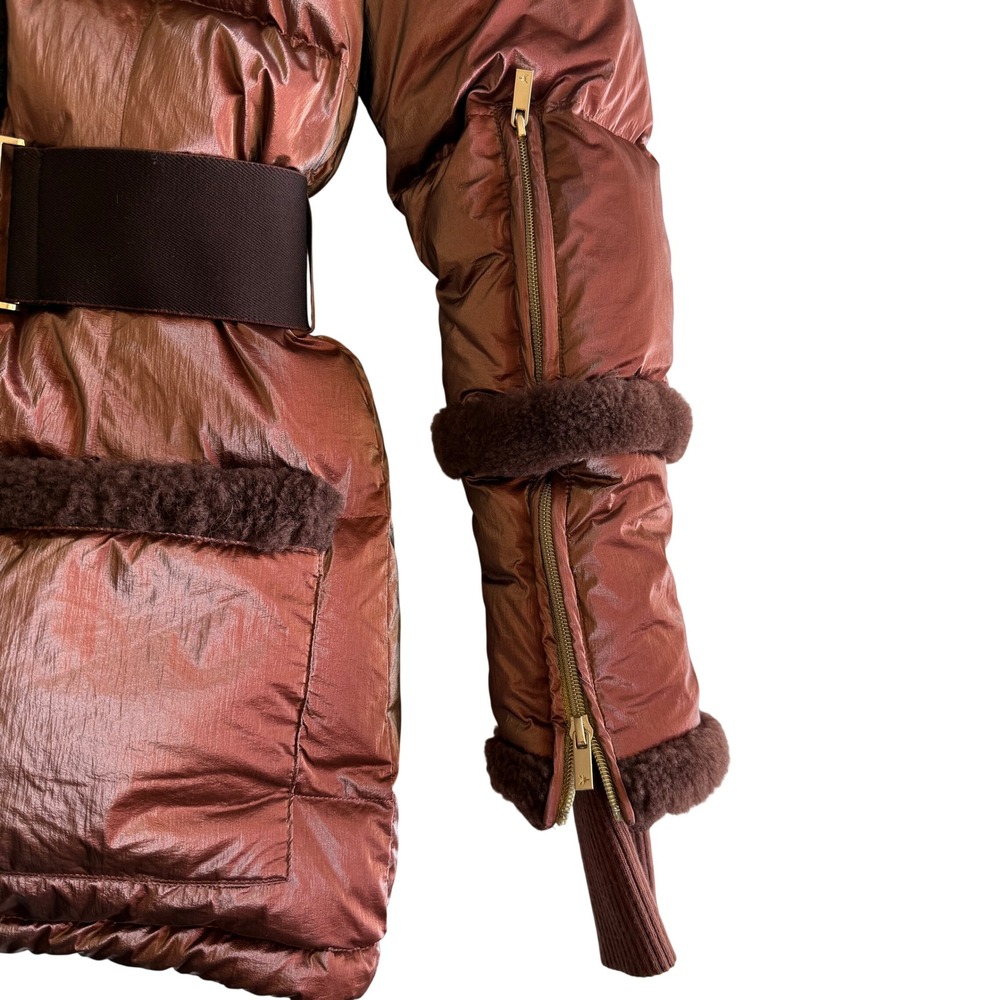 My Sunday Ski Shearling Pioneer Hooded Puffer Ski Jacket Cherry Chocolate sz S - Picture 6 of 15